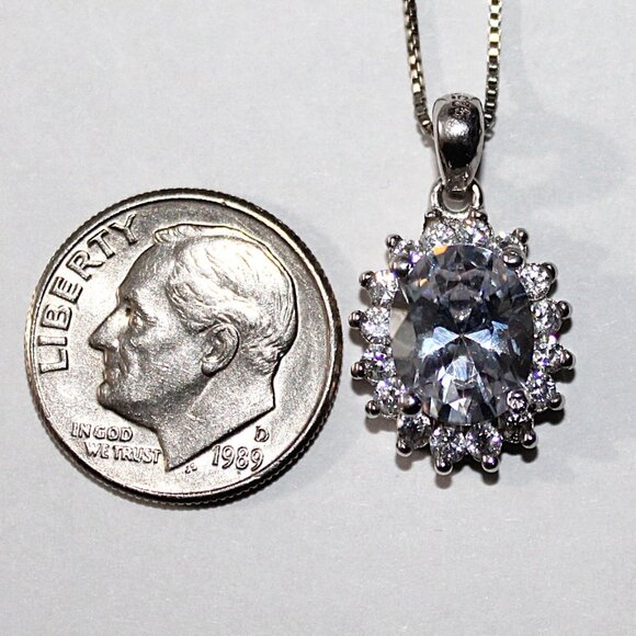 Sterling Silver Casual Cubic Zirconia Necklace 18 Inches - Picture 3 of 7